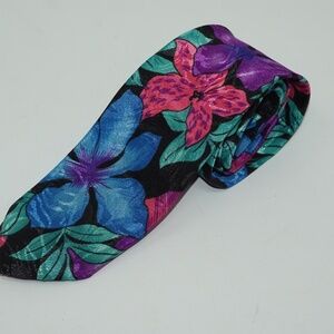 Vintage Rooster Floral Hawaiian Hibiscus Tie